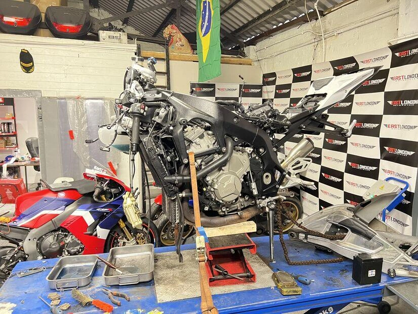 Motorcycle work at East London Motorcycles